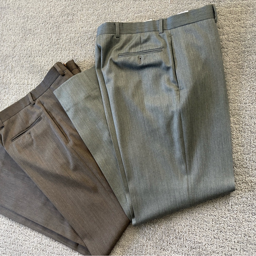 Men's Brooks Brothers Wool Dress Pants - Gray and Brown